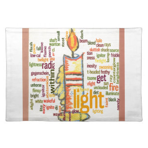 Light Word Cloud Art Print Cloth Placemat