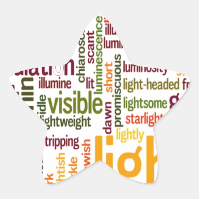 Light Word Cloud Art Print Star Sticker (Front)