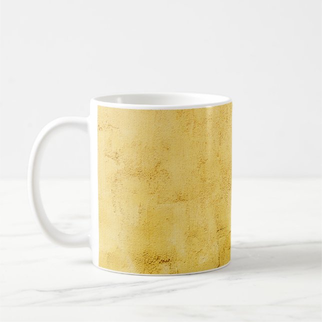light yellow abstract textured plaster on the wall coffee mug (Left)