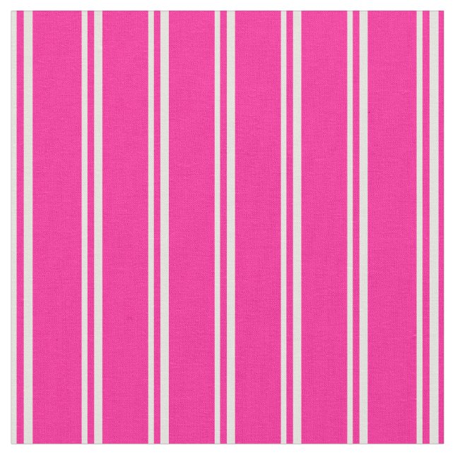 Light Yellow and Deep Pink Pattern of Stripes Fabric (Close Up)