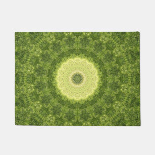 Light Yellow and Grass Green Mandala Doormat