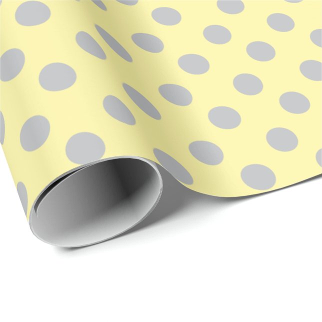 Light Yellow and Gray Polka Dots Wrapping Paper (Roll Corner)