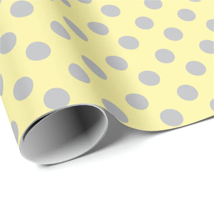 Light Yellow and Gray Polka Dots Wrapping Paper Zazzle