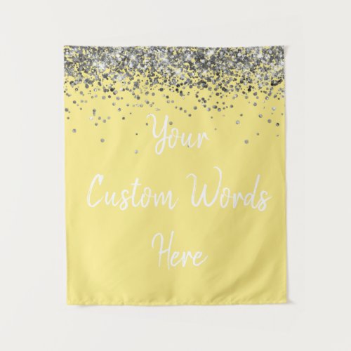 Light Yellow and Silver Birthday Party Photo Booth Tapestry