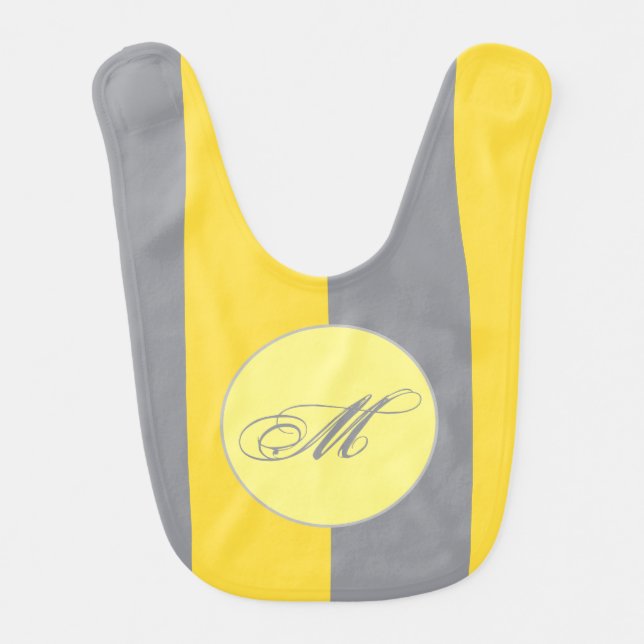 Light Yellow And Soft Gray Customize Baby Bib (Front)