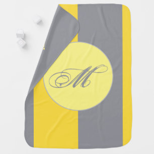 Light Yellow And Soft Gray Customize Baby Blanket