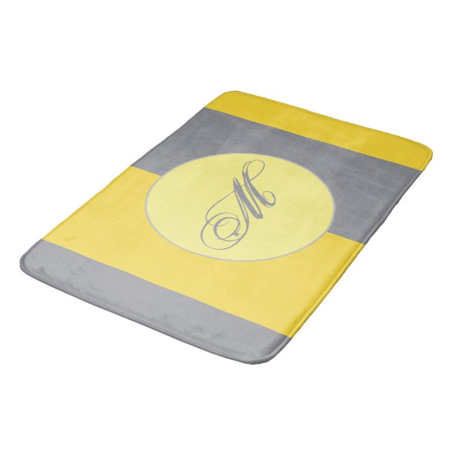 Light Yellow And Soft Gray Customize Bath Mat (Angled)