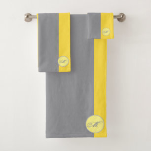 Light Yellow And Soft Gray Customize Bath Towel Set
