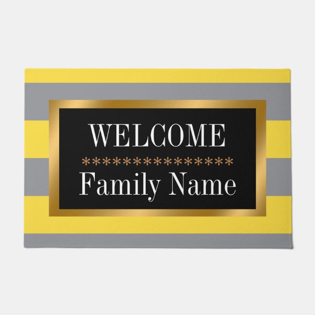 Light Yellow And Soft Gray Customize Doormat (Front)