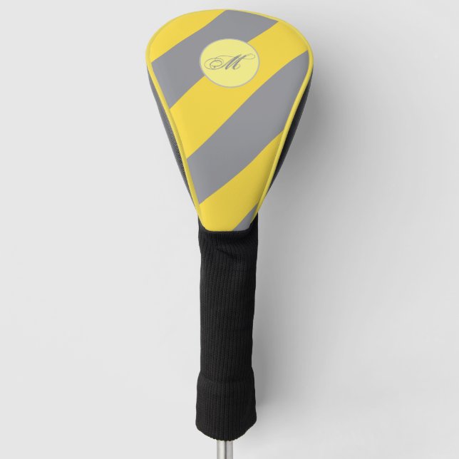 Light Yellow And Soft Gray Customize Golf Head Cover (Front)
