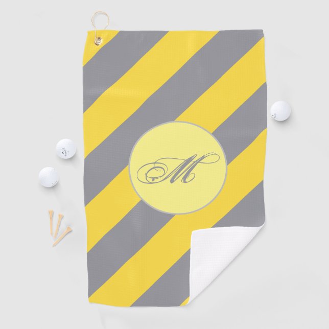 Light Yellow And Soft Gray Customize Golf Towel (InSitu)