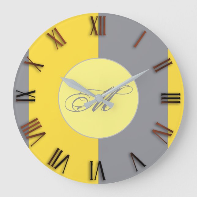 Light Yellow And Soft Gray Customize Large Clock (Front)