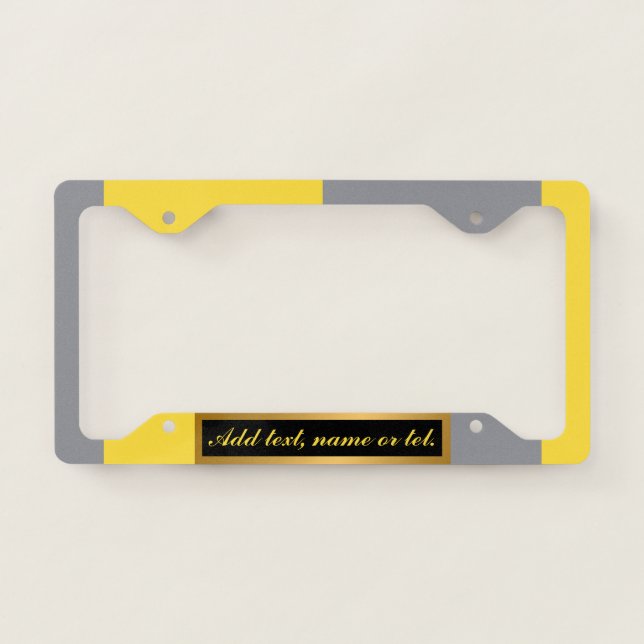 Light Yellow And Soft Gray Customize License Plate Frame (Front)