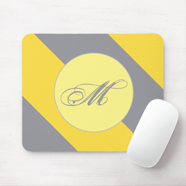 Light Yellow And Soft Gray Customize Mouse Pad (With Mouse)