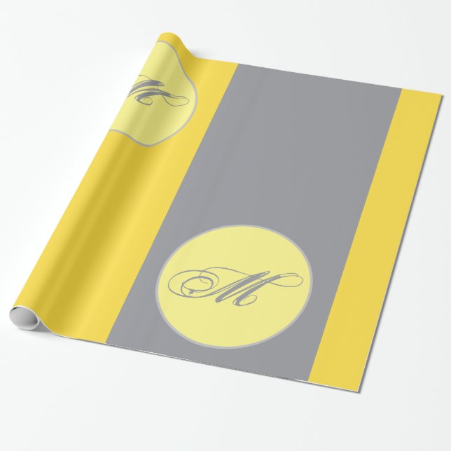 Light Yellow And Soft Gray Customize Mug Wrapping Paper (Unrolled)