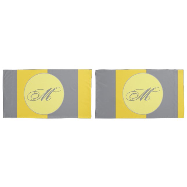 Light Yellow And Soft Gray Customize Pillow Case (Front-Set)