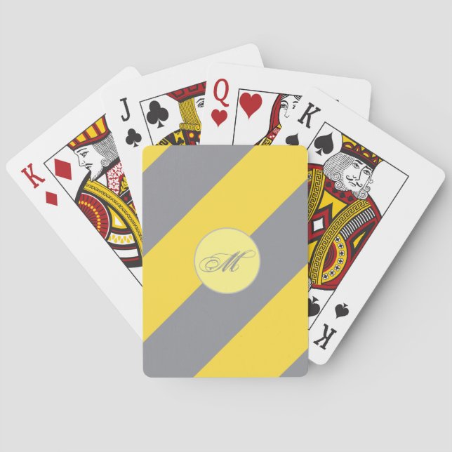 Light Yellow And Soft Gray Customize Poker Cards (Back)