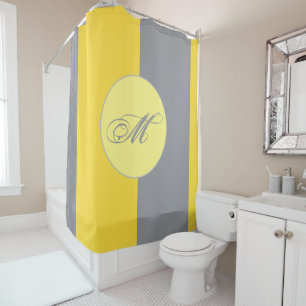 Light Yellow And Soft Gray Customize Shower Curtain