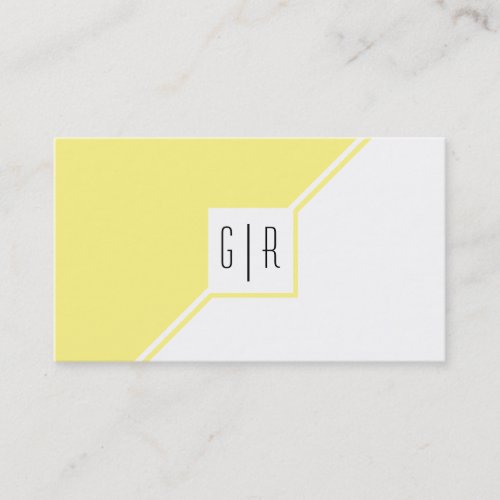 Light yellow and white modern monogram geometric business card