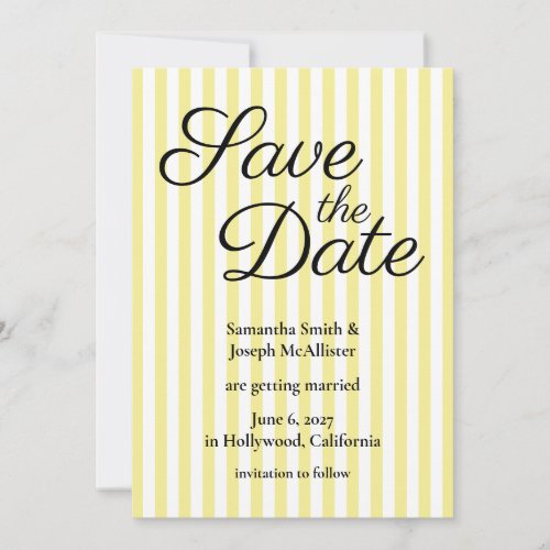 Light Yellow and White Stripe Save The Date