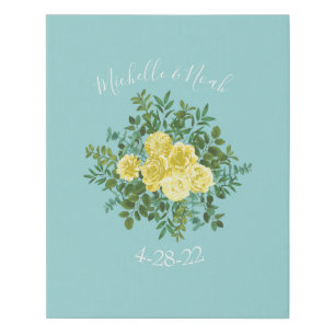 Light Yellow Aqua Teal Wedding Signature Canvas