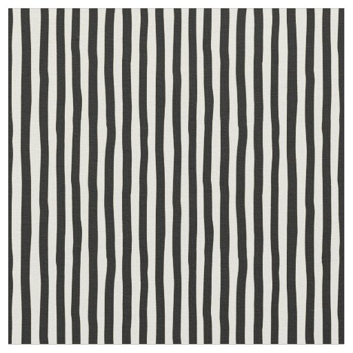 Light Yellow & Black Wonky Stripes Fabric