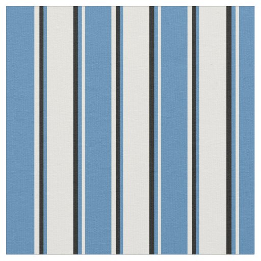 Light Yellow, Blue, and Black Stripes Fabric