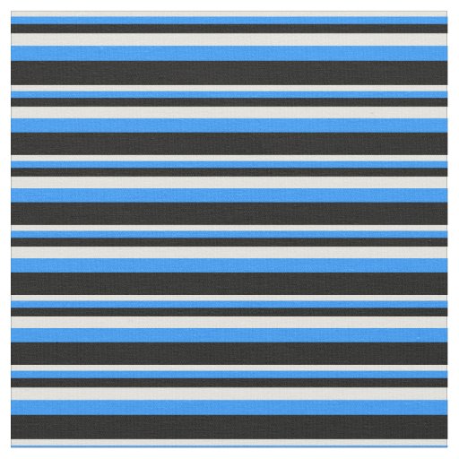 Light Yellow, Blue & Black Stripes/Lines Pattern Fabric