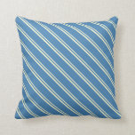 [ Thumbnail: Light Yellow & Blue Colored Lined Pattern Pillow ]