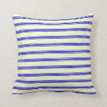 [ Thumbnail: Light Yellow & Blue Colored Lines Throw Pillow ]
