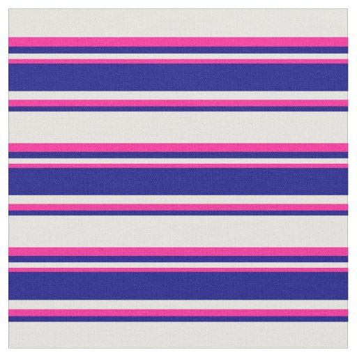 Light Yellow, Blue & Deep Pink Stripes Fabric