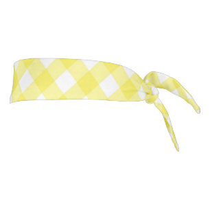 Light Yellow Classic Gingham Pattern Tie Headband