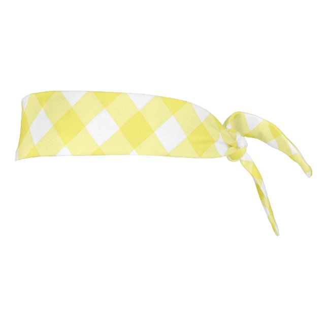Light Yellow Classic Gingham Pattern Tie Headband (Rotate 90)