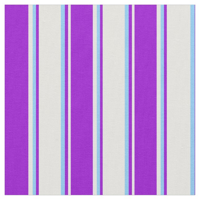 Light Yellow, Dark Violet & Light Sky Blue Lines Fabric (Close Up)