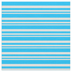 Light Yellow & Deep Sky Blue Stripes Fabric