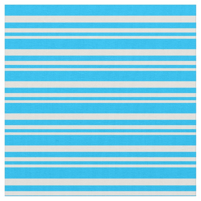 Light Yellow & Deep Sky Blue Stripes Fabric (Close Up)