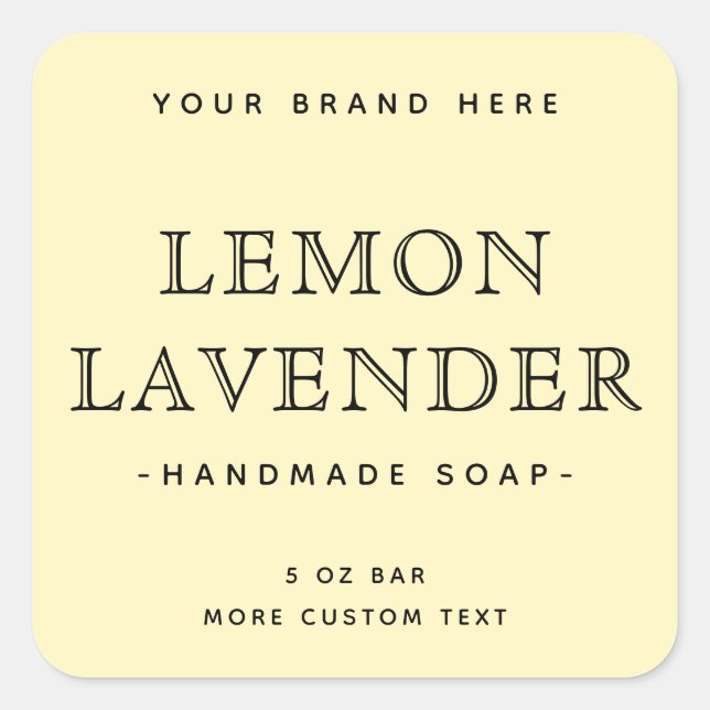 Light yellow elegant minimal square product labels (Front)