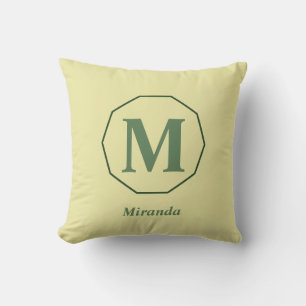 Light Yellow elegant monogram name personalized Throw Pillow