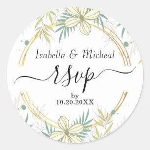 Light Yellow Floral -RSVP Classic Round Sticker