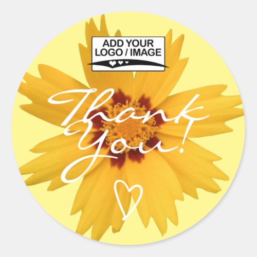 Light Yellow Flower Thank You Label Logo Template