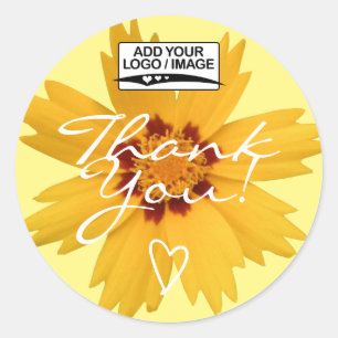 Light Yellow Flower Thank You Label Logo Template
