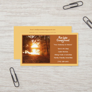 Light Yellow  Forest Camp Campground Business Card