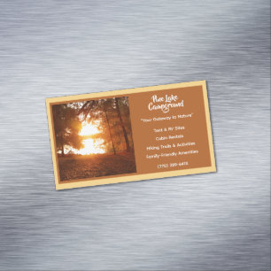 Light Yellow Forest Campground Camping Outdoors Business Card Magnet