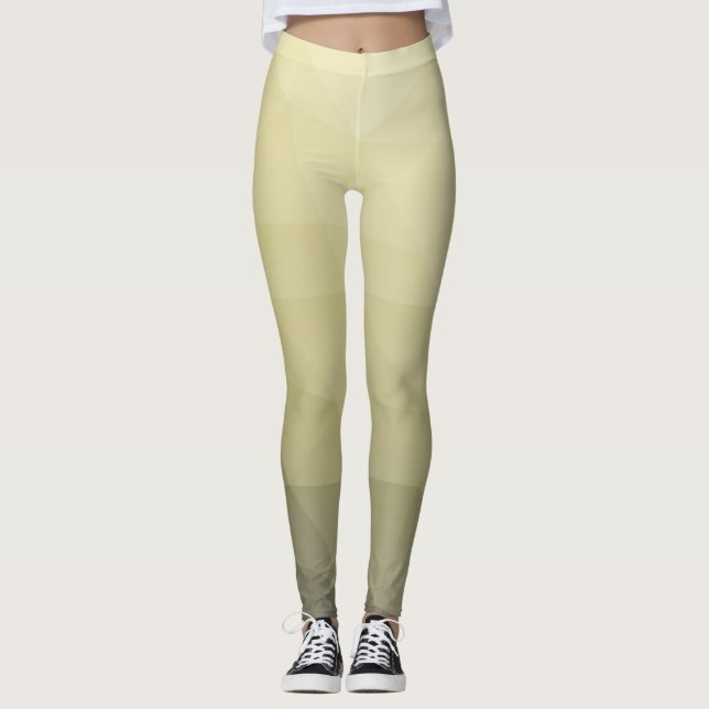 Light yellow grey ombre gradient mesh pattern leggings (Front)