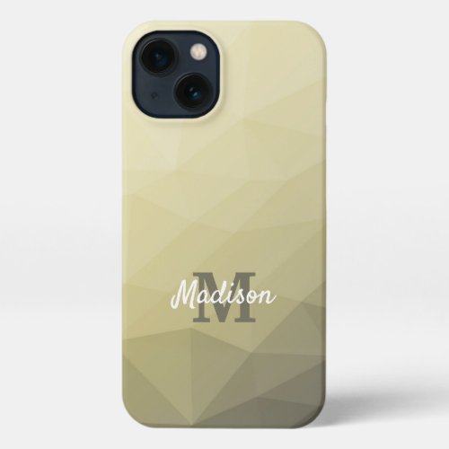 Light yellow grey ombre mesh pattern Monogram iPhone 13 Case