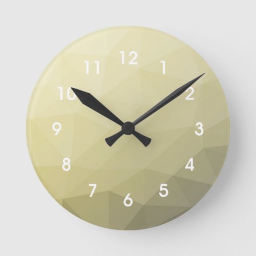 Light yellow grey ombre mesh pattern Monogram Round Clock