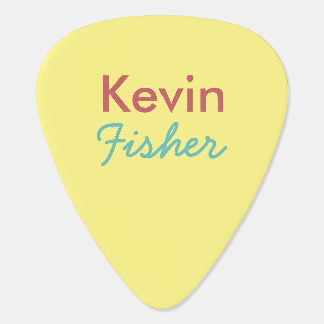light yellow guitarpick with name guitar pick (Back)