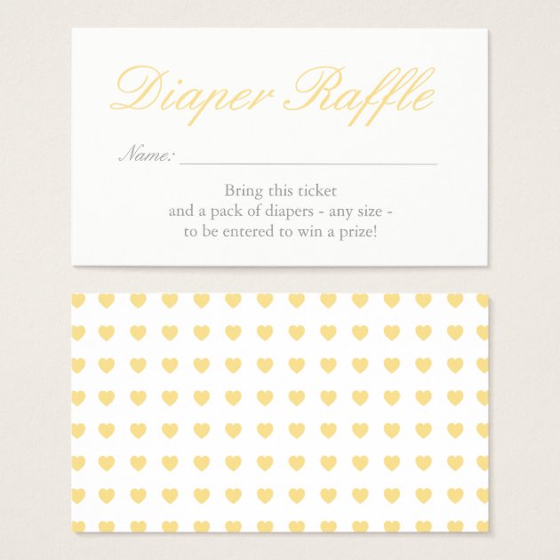 Light Yellow Hearts Diaper Raffle Invitation