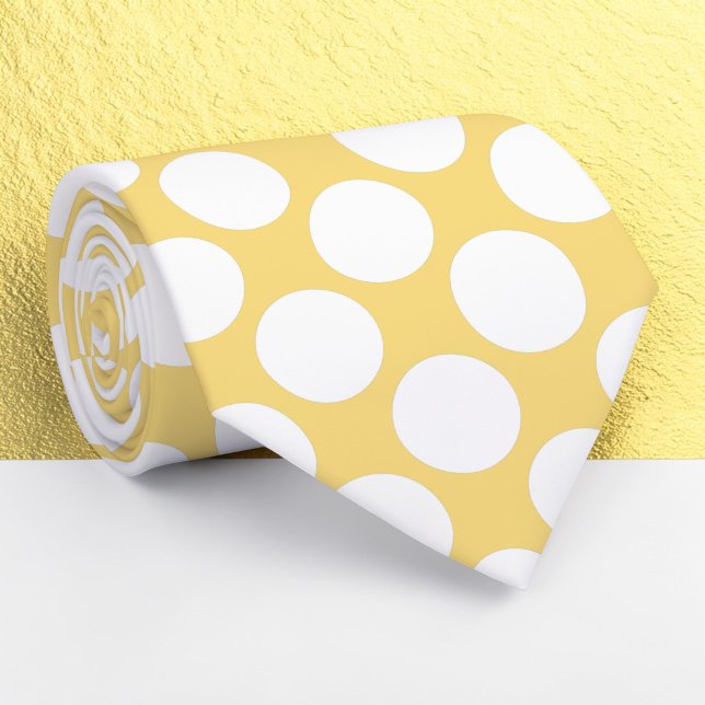 Light Yellow Jumbo Polka Dots Custom Necktie (Creator Uploaded)