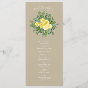 Light Yellow Khaki Ecru Rose Wedding Programs